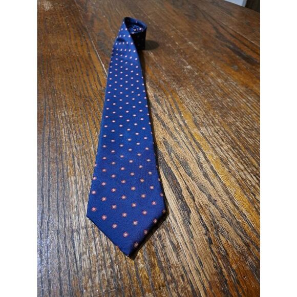 The Mans Shop Lord and Taylor Blue Red Yellow White Silk Mens Neck Tie Hamdmade - Picture 1 of 4